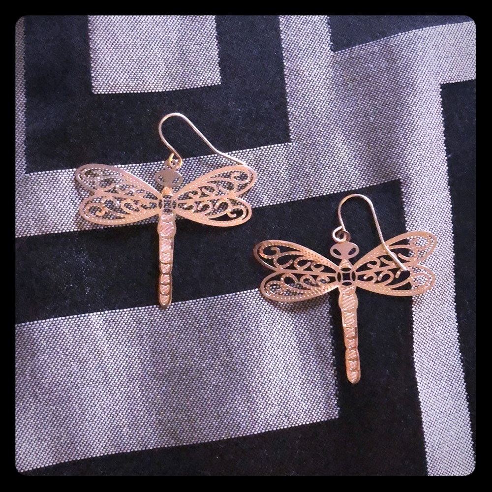 Gold Dragonfly Earings